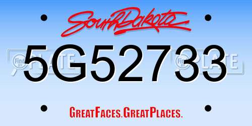 5G52733 South Dakota License Plate