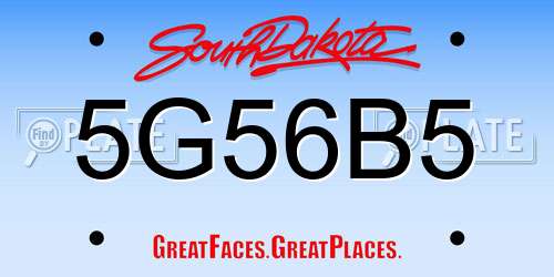 5G56B5 South Dakota License Plate
