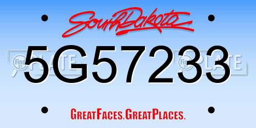 5G57233 South Dakota License Plate