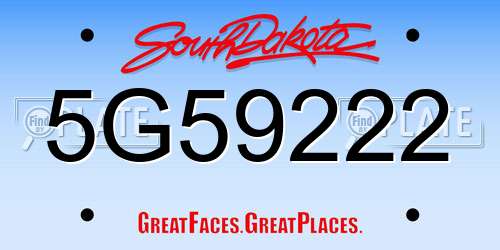 5G59222 South Dakota License Plate