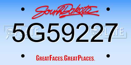 5G59227 South Dakota License Plate