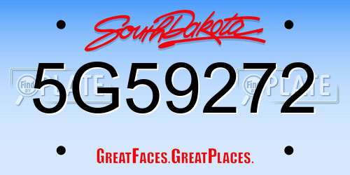 5G59272 South Dakota License Plate