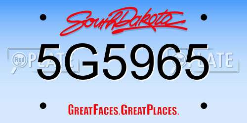5G5965 South Dakota License Plate