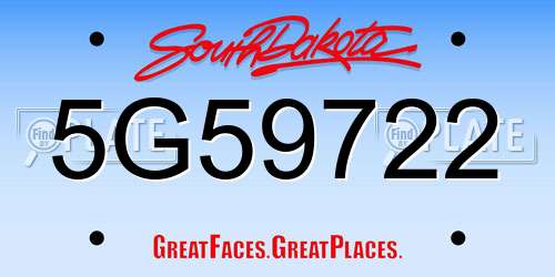 5G59722 South Dakota License Plate