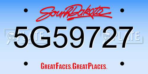 5G59727 South Dakota License Plate