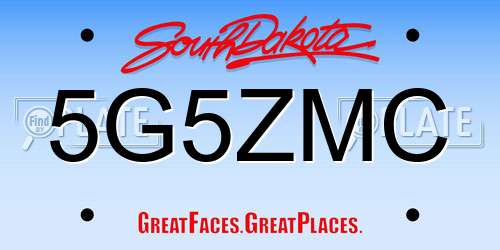 5G5ZMC South Dakota License Plate