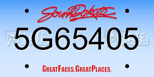 5G65405 South Dakota License Plate
