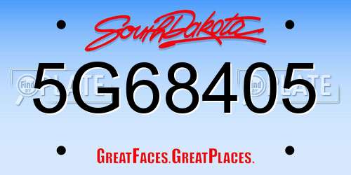 5G68405 South Dakota License Plate
