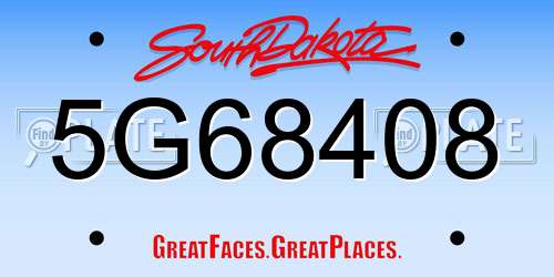 5G68408 South Dakota License Plate