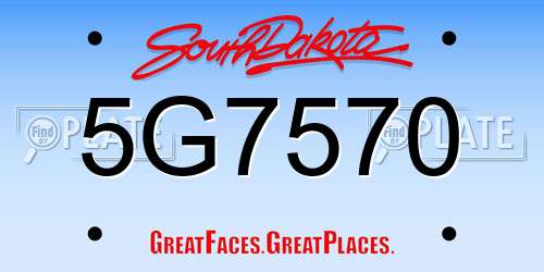 5G7570 South Dakota License Plate