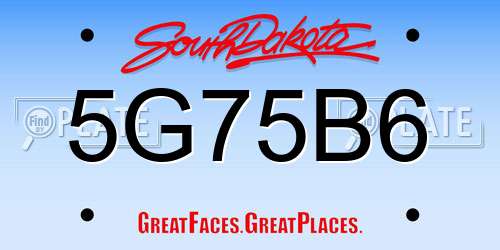 5G75B6 South Dakota License Plate