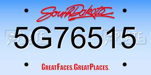 5G76515 South Dakota License Plate