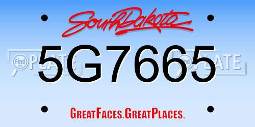 5G7665 South Dakota License Plate