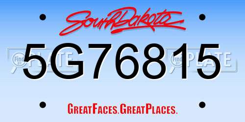 5G76815 South Dakota License Plate