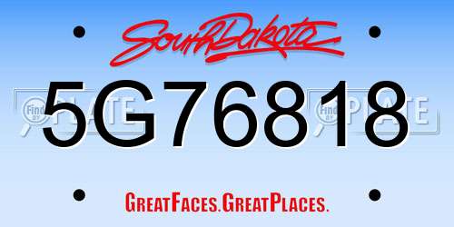 5G76818 South Dakota License Plate