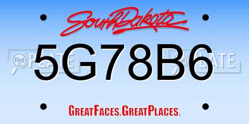 5G78B6 South Dakota License Plate