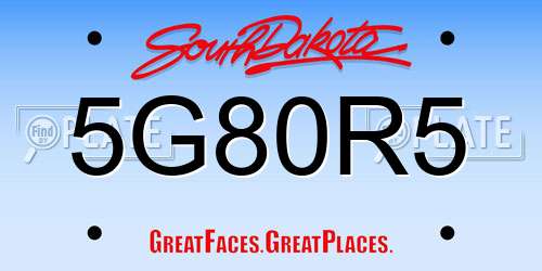5G80R5 South Dakota License Plate