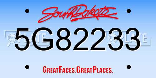 5G82233 South Dakota License Plate