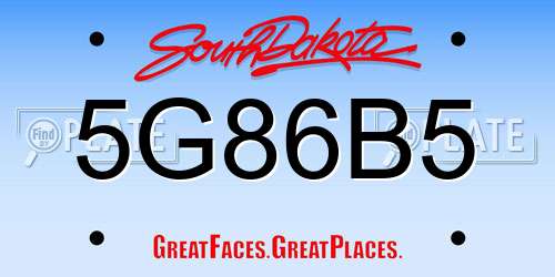 5G86B5 South Dakota License Plate