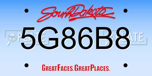 5G86B8 South Dakota License Plate