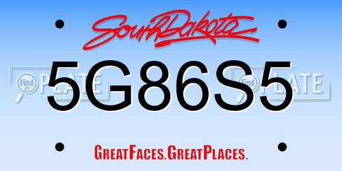 5G86S5 South Dakota License Plate