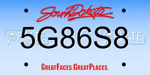 5G86S8 South Dakota License Plate