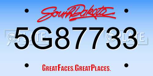 5G87733 South Dakota License Plate