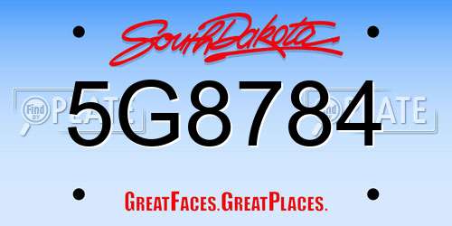 5G8784 South Dakota License Plate