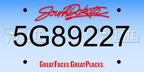 5G89227 South Dakota License Plate