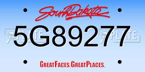5G89277 South Dakota License Plate