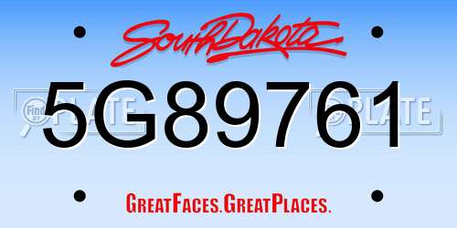 5G89761 South Dakota License Plate