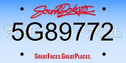 5G89772 South Dakota License Plate