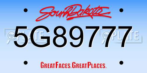 5G89777 South Dakota License Plate