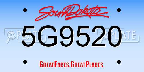 5G9520 South Dakota License Plate