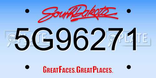 5G96271 South Dakota License Plate