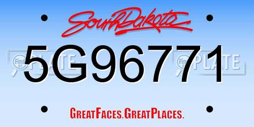5G96771 South Dakota License Plate