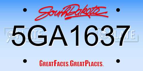 5GA1637 South Dakota License Plate