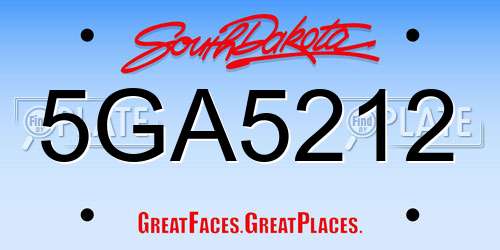 5GA5212 South Dakota License Plate