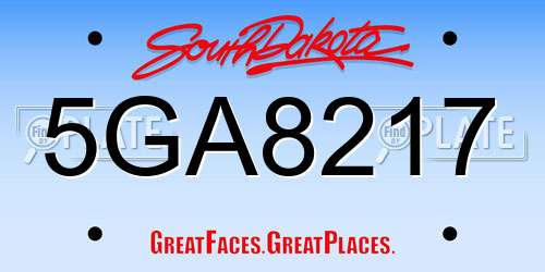 5GA8217 South Dakota License Plate