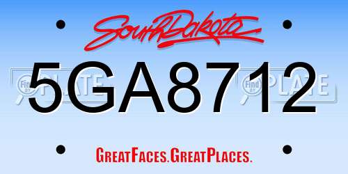 5GA8712 South Dakota License Plate