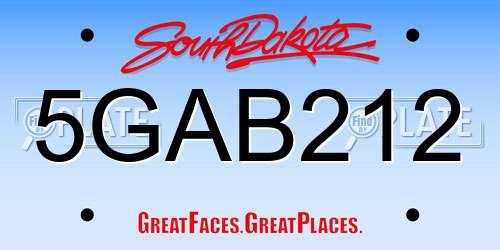5GAB212 South Dakota License Plate