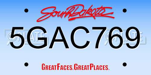 5GAC769 South Dakota License Plate