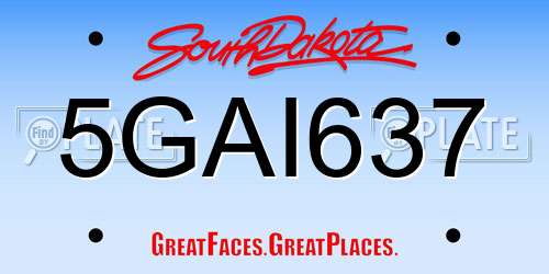 5GAI637 South Dakota License Plate
