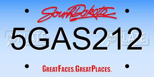 5GAS212 South Dakota License Plate