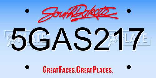5GAS217 South Dakota License Plate