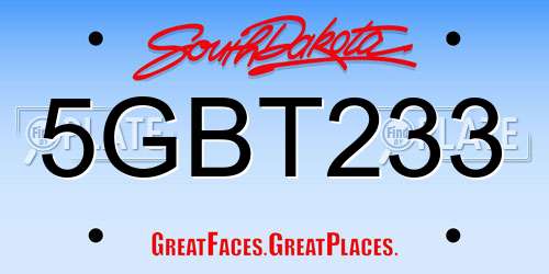 5GBT233 South Dakota License Plate