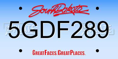 5GDF289 South Dakota License Plate