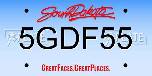 5GDF55 South Dakota License Plate