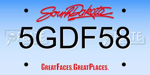 5GDF58 South Dakota License Plate