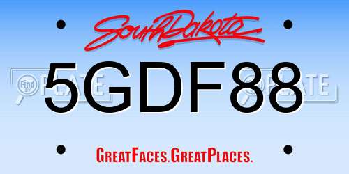 5GDF88 South Dakota License Plate